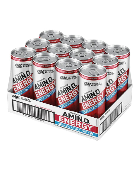 Essential Amino Energy + Electrolytes (Sparkling) RTD Juicy Strawberry 12pk by Optimum Nutrition